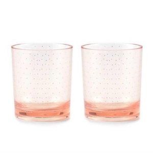 Kate Spade Acrylic Blushing Old Fashioned Pair Outdoor Bar Drinking Glasses